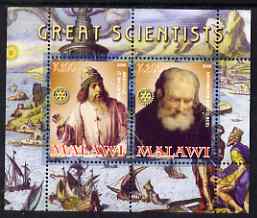 Malawi 2008 Great Scientists #1 - Aristotel & Archimedes perf sheetlet containing 2 values each with Rotary logo, unmounted mint, stamps on , stamps on  stamps on personalities, stamps on  stamps on science, stamps on  stamps on rotary, stamps on  stamps on ships