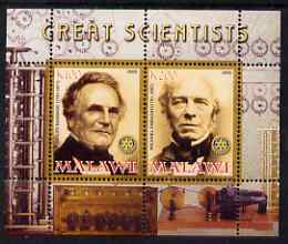 Malawi 2008 Great Scientists #4 - Babbage & Faraday perf sheetlet containing 2 values each with Rotary logo, unmounted mint, stamps on , stamps on  stamps on personalities, stamps on  stamps on science, stamps on  stamps on rotary, stamps on  stamps on maths, stamps on  stamps on computers