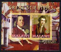 Malawi 2008 Great Scientists #8 - Franklin & Banks imperf sheetlet containing 2 values each with Rotary logo, unmounted mint, stamps on , stamps on  stamps on personalities, stamps on  stamps on science, stamps on  stamps on rotary, stamps on  stamps on 