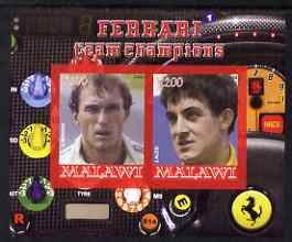 Malawi 2008 Ferrari Team Formula 1 Champions #2 - Berger & Alesi imperf sheetlet containing 2 values unmounted mint, stamps on , stamps on  stamps on personalities, stamps on  stamps on formula 1  f1 , stamps on  stamps on cars, stamps on  stamps on racing cars, stamps on  stamps on ferrari