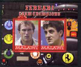 Malawi 2008 Ferrari Team Formula 1 Champions #2 - Berger & Alesi perf sheetlet containing 2 values unmounted mint, stamps on , stamps on  stamps on personalities, stamps on  stamps on formula 1  f1 , stamps on  stamps on cars, stamps on  stamps on racing cars, stamps on  stamps on ferrari