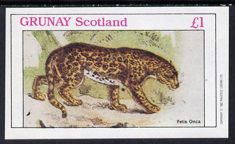 Grunay 1982 Animals (Felis Onca) imperf souvenir sheet sheet (£1 value) unmounted mint, stamps on animals    cats