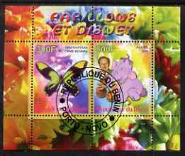Benin 2008 Disney & Butterflies #2 perf sheetlet containing 2 values fine cto used, stamps on , stamps on  stamps on butterflies, stamps on  stamps on disney