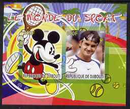 Djibouti 2008 Disney & World of Sport - Tennis & Roger Federer imperf sheetlet containing 2 values unmounted mint, stamps on , stamps on  stamps on disney, stamps on  stamps on sport, stamps on  stamps on personalities, stamps on  stamps on tennis