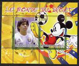 Djibouti 2008 Disney & World of Sport - Football & Diego Maradona perf sheetlet containing 2 values unmounted mint, stamps on , stamps on  stamps on disney, stamps on  stamps on sport, stamps on  stamps on personalities, stamps on  stamps on football