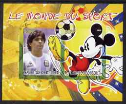 Djibouti 2008 Disney & World of Sport - Football & Diego Maradona imperf sheetlet containing 2 values unmounted mint, stamps on disney, stamps on sport, stamps on personalities, stamps on football