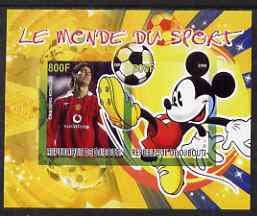 Djibouti 2008 Disney & World of Sport - Football & Cristiano Ronaldo imperf sheetlet containing 2 values unmounted mint, stamps on , stamps on  stamps on disney, stamps on  stamps on sport, stamps on  stamps on personalities, stamps on  stamps on football