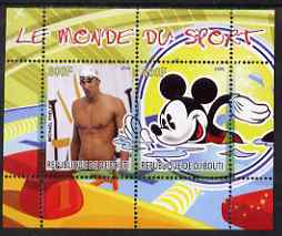 Djibouti 2008 Disney & World of Sport - Swimming & Michael Phelps perf sheetlet containing 2 values unmounted mint