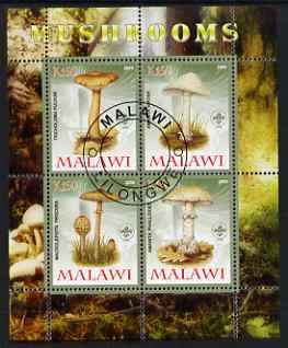 Malawi 2008 Fungi #2 perf sheetlet containing 4 values, each with Scout logo fine cto used, stamps on , stamps on  stamps on fungi, stamps on  stamps on scouts