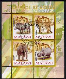 Malawi 2008 Animals of Africa #1 perf sheetlet containing 4 values, each with Scout logo fine cto used, stamps on , stamps on  stamps on animals, stamps on  stamps on elephants, stamps on  stamps on warthogs, stamps on  stamps on swine, stamps on  stamps on rhinos, stamps on  stamps on cats, stamps on  stamps on cheetah, stamps on  stamps on scouts