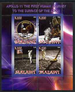 Malawi 2008 Apollo 11 - Man on the Moon perf sheetlet containing 4 values fine cto used, stamps on , stamps on  stamps on space, stamps on  stamps on apollo