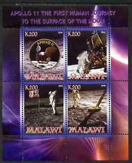 Malawi 2008 Apollo 11 - Man on the Moon perf sheetlet containing 4 values unmounted mint, stamps on space, stamps on apollo