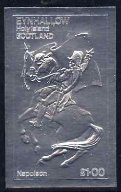 Eynhallow 1979 Napoleon on Horseback £1 value embossed in silver (imperf) unmounted mint, stamps on history, stamps on personalities, stamps on napoleon, stamps on horses  , stamps on dictators.