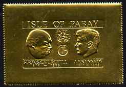 Pabay 1967 Churchill & Kennedy 1s larger format embossed in gold foil unmounted mint (Rosen PA69), stamps on personalities, stamps on churchill, stamps on kennedy