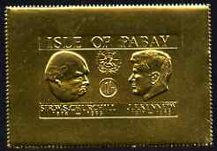 Pabay 1967 Churchill & Kennedy 1s larger format embossed in gold foil unmounted mint (Rosen PA69), stamps on , stamps on  stamps on personalities, stamps on  stamps on churchill, stamps on  stamps on kennedy