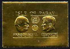 Pabay 1967 Churchill & Kennedy 1d larger format embossed in gold foil unmounted mint (Rosen PA67), stamps on , stamps on  stamps on personalities, stamps on  stamps on churchill, stamps on  stamps on kennedy