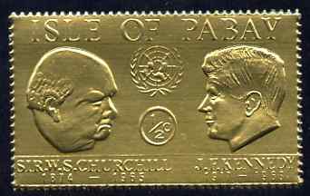 Pabay 1967 Churchill & Kennedy 1/2d value embossed in gold foil (perf) unmounted mint (Rosen PA57), stamps on , stamps on  stamps on personalities, stamps on  stamps on churchill, stamps on  stamps on kennedy