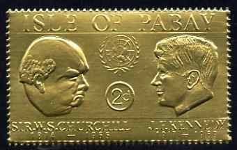Pabay 1967 Churchill & Kennedy 2d value embossed in gold foil (perf) unmounted mint (Rosen PA59), stamps on personalities, stamps on churchill, stamps on kennedy