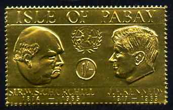 Pabay 1967 Churchill & Kennedy 1s value embossed in gold foil (perf) unmounted mint (Rosen PA62), stamps on , stamps on  stamps on personalities, stamps on  stamps on churchill, stamps on  stamps on kennedy