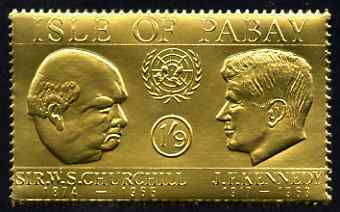 Pabay 1967 Churchill & Kennedy 1s9d value embossed in gold foil (perf) unmounted mint (Rosen PA63), stamps on , stamps on  stamps on personalities, stamps on  stamps on churchill, stamps on  stamps on kennedy