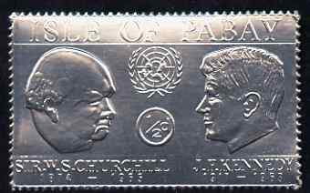 Pabay 1967 Churchill & Kennedy 1/2d value embossed in silver foil (perf) unmounted mint (Rosen PA70), stamps on , stamps on  stamps on personalities, stamps on  stamps on churchill, stamps on  stamps on kennedy