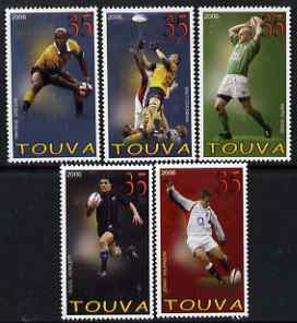 Touva 2006 Rugby perf set of 5 unmounted mint, stamps on , stamps on  stamps on sport, stamps on  stamps on rugby