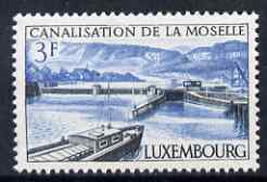 Luxembourg 1964 Moselle Canal 3f unmounted mint SG743, stamps on , stamps on  stamps on canals, stamps on  stamps on ships