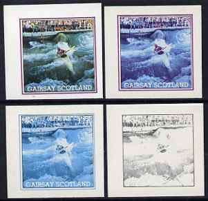 Gairsay 1984 Los Angeles Olympic Games - Canoeing 11p the set of 4 imperf progressive proofs comprising 1, 2, 3 and all 4-colour composites, unmounted mint, stamps on , stamps on  stamps on olympics, stamps on  stamps on canoeing