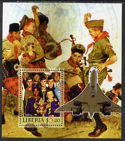 Liberia 2006 Scouts & Concorde #1 perf s/sheet unmounted mint, stamps on scouts, stamps on dancing, stamps on concorde, stamps on bagpipes, stamps on rockwell, stamps on scots, stamps on scotland