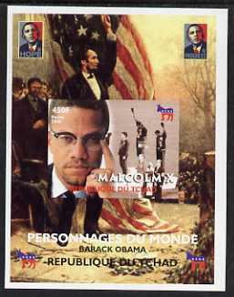 Chad 2008 Barack Obama imperf s/sheet #8 unmounted mint. Note this item is privately produced and is offered purely on its thematic appeal. ., stamps on personalities, stamps on obama, stamps on flags, stamps on lincoln, stamps on usa presidents, stamps on americana, stamps on 