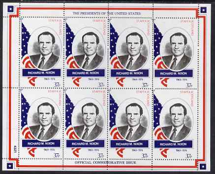 Staffa 1982 Presidents of the United States #37 Richard M Nixon perf sheetlet containing 8 x 37p values unmounted mint