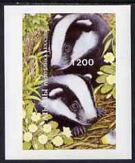 Abkhazia 1996 Badger imperf s/sheet unmounted mint, stamps on animals, stamps on badgers