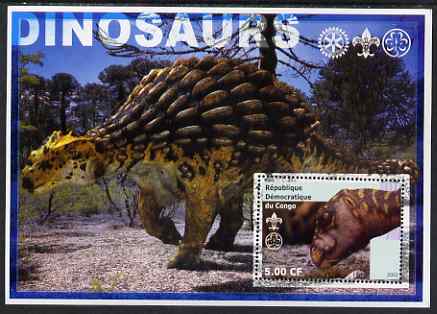 Congo 2002 Dinosaurs #10 (also showing Scout, Guide & Rotary Logos) unmounted mint, stamps on dinosaurs, stamps on scouts, stamps on guides, stamps on rotary