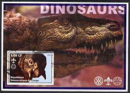 Congo 2002 Dinosaurs #11 (also showing Scout, Guide & Rotary Logos) unmounted mint, stamps on dinosaurs, stamps on scouts, stamps on guides, stamps on rotary
