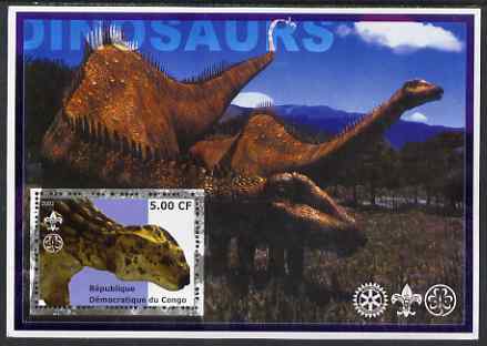 Congo 2002 Dinosaurs #13 (also showing Scout, Guide & Rotary Logos) unmounted mint, stamps on , stamps on  stamps on dinosaurs, stamps on  stamps on scouts, stamps on  stamps on guides, stamps on  stamps on rotary