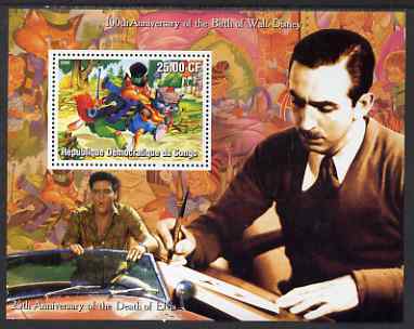 Congo 2002 Birth Centenary of Walt Disney & 25th Anniversary of Death of Elvis #6 perf m/sheet unmounted mint, stamps on personalities, stamps on elvis, stamps on music, stamps on pops, stamps on cinema, stamps on fairy tales, stamps on disney, stamps on movies, stamps on films