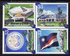 Marshall Islands 2000 National Issue se-tenant block of 4 unmounted mint, SG 1380-83, stamps on constitutions, stamps on flags, stamps on buildings