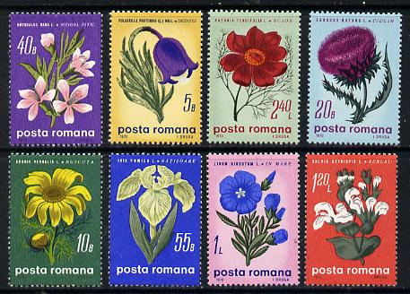 Rumania 1970 Flowers set of 8 unmounted mint, SG 3700-07, Mi 2824-31, stamps on , stamps on  stamps on flowers, stamps on  stamps on iris