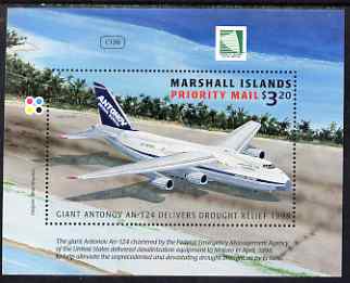 Marshall Islands 1998 Drought Relief by Antonov AN-124 perf m/sheet unmounted mint, stamps on disasters, stamps on rescue, stamps on aviation, stamps on antonov