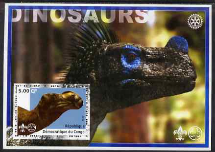 Congo 2002 Dinosaurs #14 (also showing Scout, Guide & Rotary Logos) unmounted mint, stamps on dinosaurs, stamps on scouts, stamps on guides, stamps on rotary