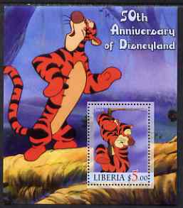 Liberia 2005 50th Anniversary of Disneyland #01 (Tigger) perf s/sheet unmounted mint, stamps on disney, stamps on cinema, stamps on movies, stamps on cartoons, stamps on entertainments