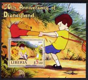 Liberia 2005 50th Anniversary of Disneyland #04 (Pooh) perf s/sheet unmounted mint, stamps on disney, stamps on cinema, stamps on movies, stamps on cartoons, stamps on entertainments, stamps on bears
