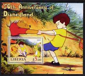 Liberia 2005 50th Anniversary of Disneyland #04 (Pooh) perf s/sheet unmounted mint, stamps on , stamps on  stamps on disney, stamps on  stamps on cinema, stamps on  stamps on movies, stamps on  stamps on cartoons, stamps on  stamps on entertainments, stamps on  stamps on bears