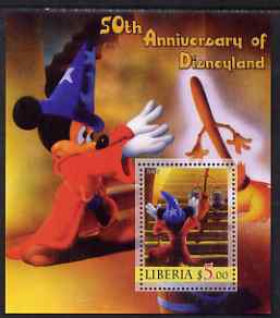 Liberia 2005 50th Anniversary of Disneyland #08 (Mickey Mouse) perf s/sheet unmounted mint, stamps on , stamps on  stamps on disney, stamps on  stamps on cinema, stamps on  stamps on movies, stamps on  stamps on cartoons, stamps on  stamps on entertainments