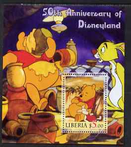Liberia 2005 50th Anniversary of Disneyland #09 (Pooh) perf s/sheet unmounted mint, stamps on , stamps on  stamps on disney, stamps on  stamps on cinema, stamps on  stamps on movies, stamps on  stamps on cartoons, stamps on  stamps on entertainments, stamps on  stamps on bears