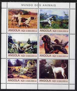 Angola 2000 Working Dogs perf sheetlet containing 6 values unmounted mint. Note this item is privately produced and is offered purely on its thematic appeal, stamps on , stamps on  stamps on dogs