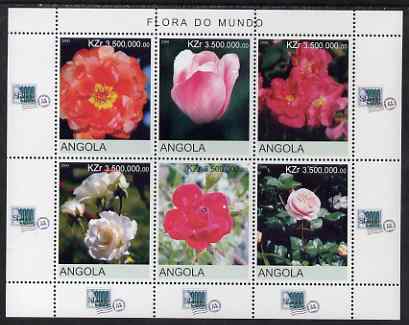 Angola 2000 Flowers #1 perf sheetlet containing 6 values unmounted mint. Note this item is privately produced and is offered purely on its thematic appeal, stamps on , stamps on  stamps on flowers, stamps on  stamps on stamp exhibitions