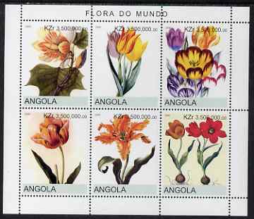 Angola 2000 Flowers #2 perf sheetlet containing 6 values unmounted mint, stamps on flowers