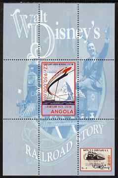 Angola 2000 Walt Disneys Railroad Story #3 perf s/sheet unmounted mint, stamps on disney, stamps on railways