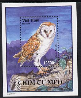 Vietnam 1995 Owls m/sheet overprinted SPECIMEN (only 200 produced) unmounted mint, stamps on , stamps on  stamps on birds, stamps on  stamps on birds of prey, stamps on  stamps on owls